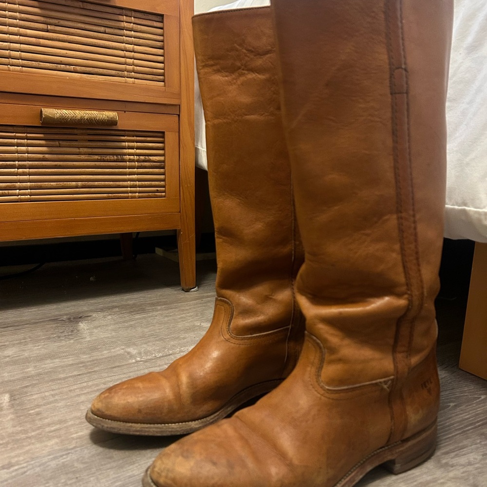 Frye Tan Leather Western Boots